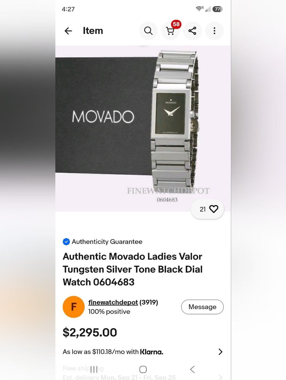 Movado Watch Valor Silver $2995 - Picture 11 of 12